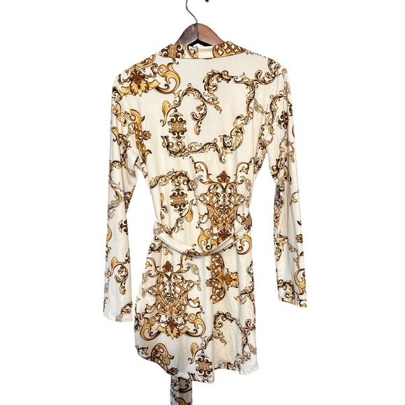 Elegant Gold and Cream Mini Dress - Picture 6 of 6